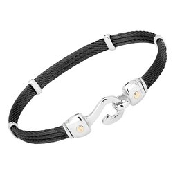 Bracciale e amo in acciaio PVD nero e viti in oro giallo 18Kt